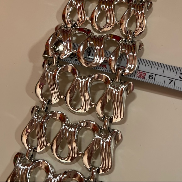 Vintage 60 70 MCM MOD Heavy Silver Wide Mobwife Bracelet - Picture 11 of 17